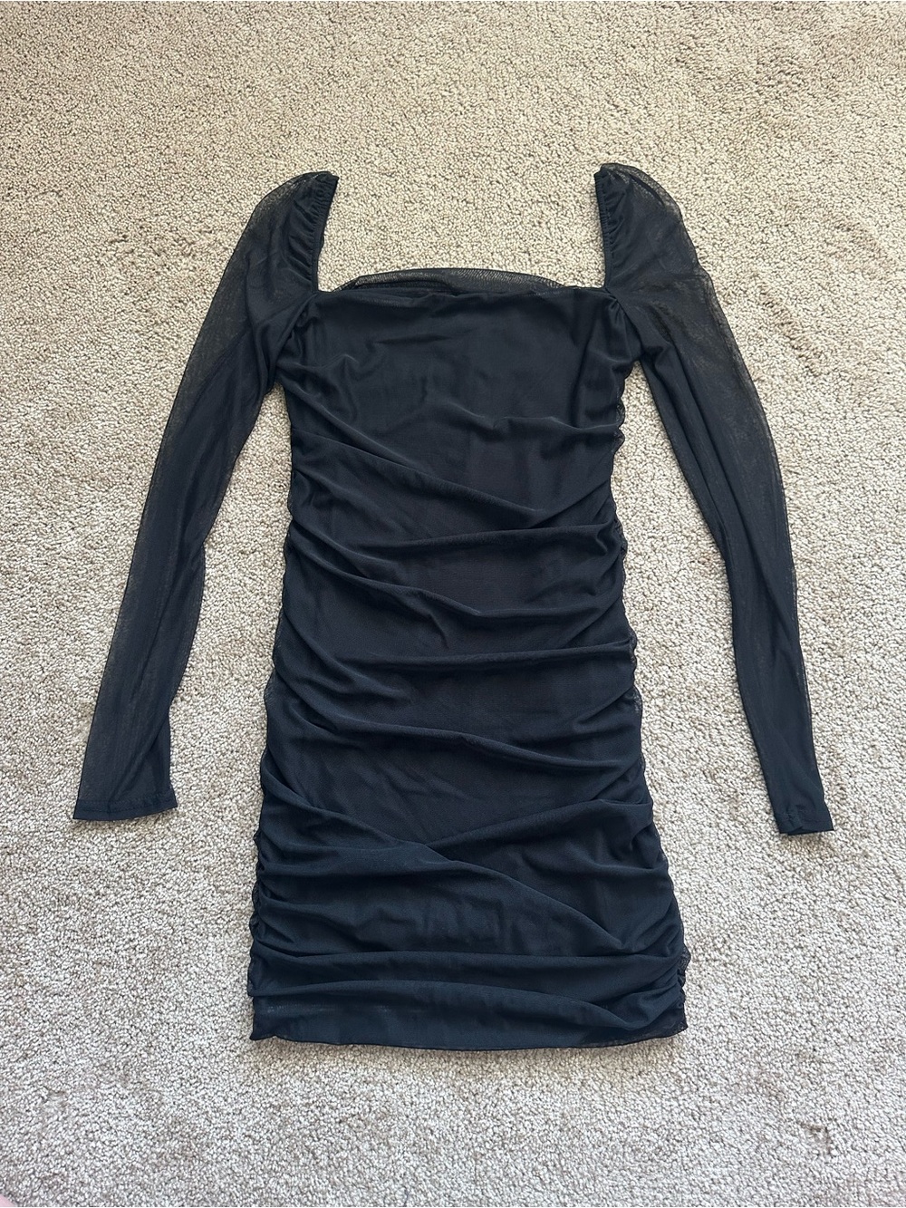 Princess Polly Black Long Sleeve Ruched Mini Dress